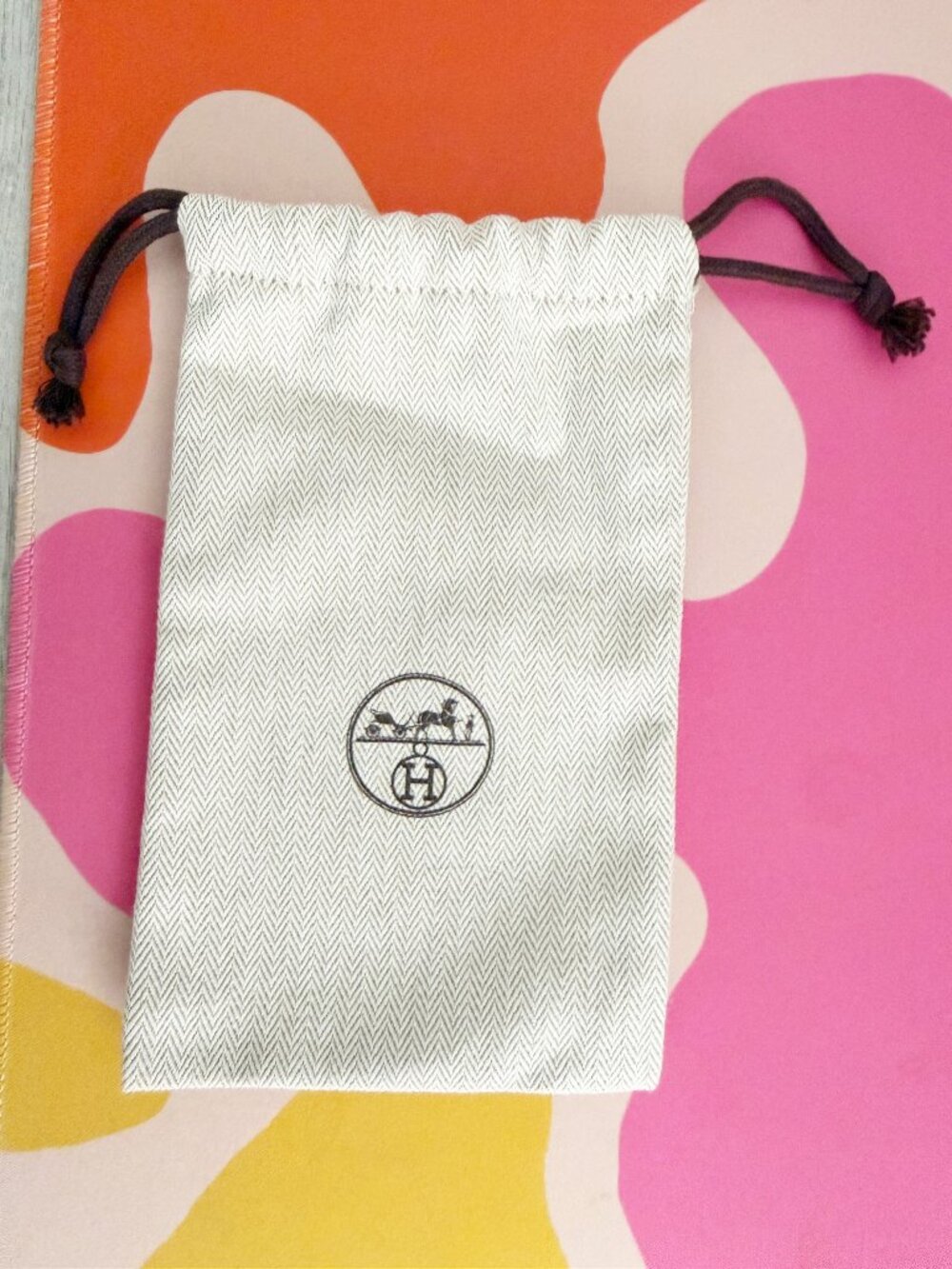 Hermes Dust Bag Canvas Drawstring 9x7